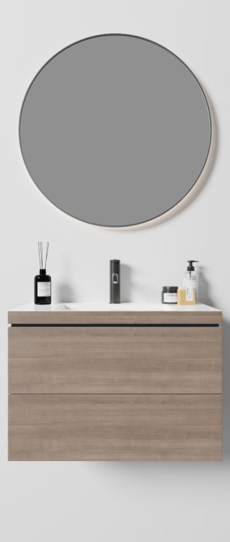 Create the imagination of a bathroom with this Roll-Up banner with a photorealistic print of a bathroom furniture set (FRAGRANCE STICKS version) - Cubiqz