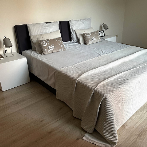 BEDSPREAD + 2 PILLOWS FOR DOUBLE BED (STONE)