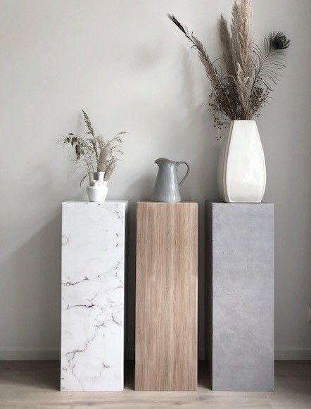 Cardboard ✔️pillar ✔️pedestal ✔️plinth with concrete print. For Styling, Home Staging and Exhibitions | Lightweight and foldable ➡easy to carry