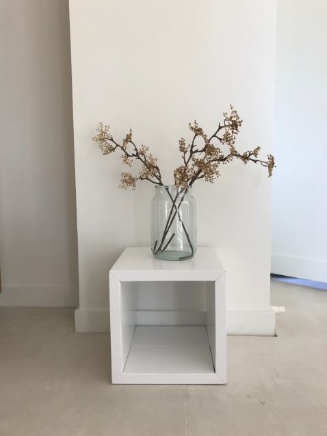 Luuk modular cardboard nightstand CUBE. Use them single, as a set or stack them up!